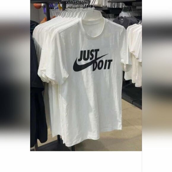 Brand New Lite Nike White Tee with Black Slogan 008.L - Picture 1 of 2